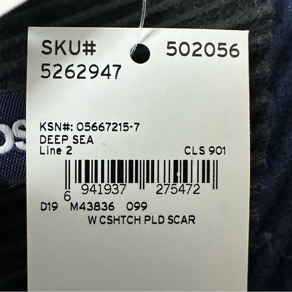 Lands End Navy and Black Ribbed Reversible Scarf - Picture 7 of 8